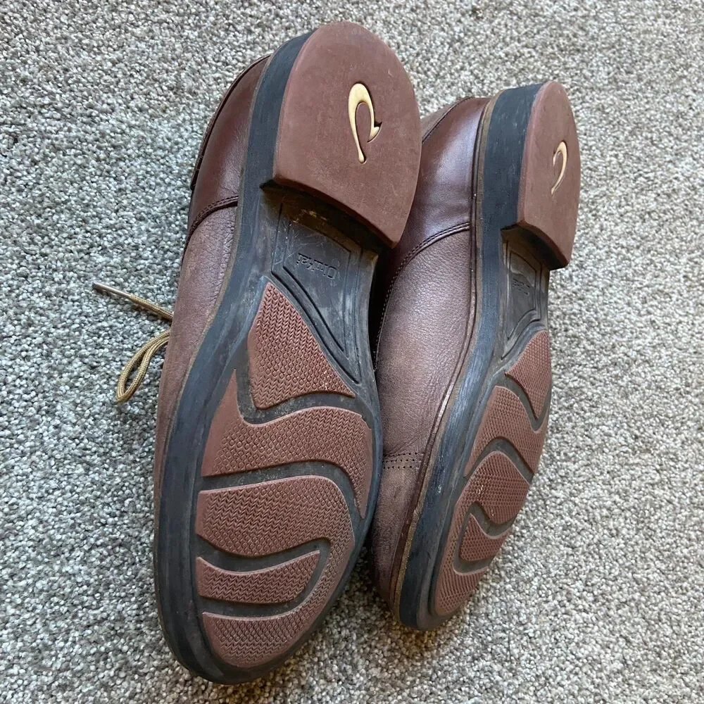 OLUKAI MEN'S LEATHER ANKLE BOOTS CHUKKAS SHOES BROWN SIZE 9